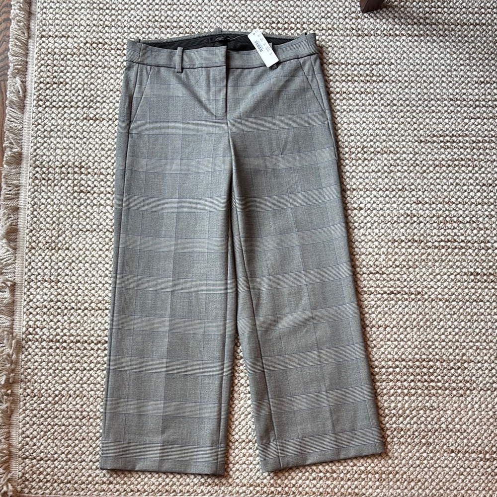 J. Crew Gray Plaid Wide Leg Pants
